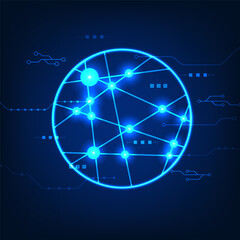 Poster - Technology abstract background Hub that connects the technology to process the data is responsible for issuing commands and managing them. It is a circle with mixed technology cycles.