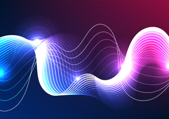 Poster - Abstract background technology Modern communication technology allows users to communicate long distances quickly. via the Internet signal network system Use lines to make waves overlapping.