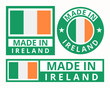 Vector set made in Ireland design product labels business icons illustration