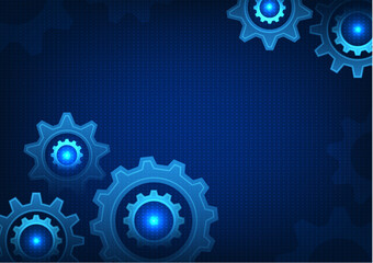 Poster - Abstract background gear technology represents modern era driving gear technology digital hi-tech is a feat of engineering that keeps the internet going. Tasks on a blue background