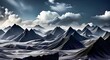 Mountain landscape with blue sky and white clouds. Generative AI.
