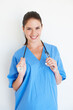 © Gavin Kleinschmidt/peopleimages.com - Happy portrait, stethoscope and nurse smile for nursing studio, wellness service or cardiology healthcare support. Medicine doctor, caregiver woman or hospital surgeon isolated on white background