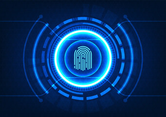 Poster - Technology background smart fingerprint technology Technology that helps secure access to important information of individuals or even organizations. It is popular to protect data in smartphones.