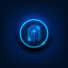Poster - Fingerprint scanner button technology background used in identity verification to access important information It is a technology for protecting personal information. Modern engineering technology.