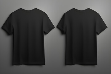 Black T-shirt Mockup Isolated On Grey Background