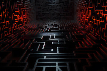 Scorched maze concept. Neural network AI generated