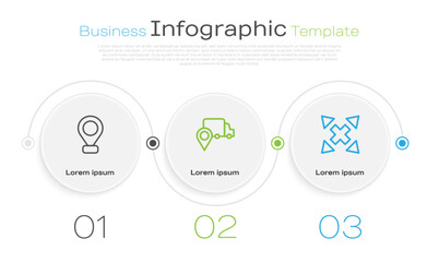 Poster - Set line Location, Delivery tracking and Many ways directional arrow. Business infographic template. Vector