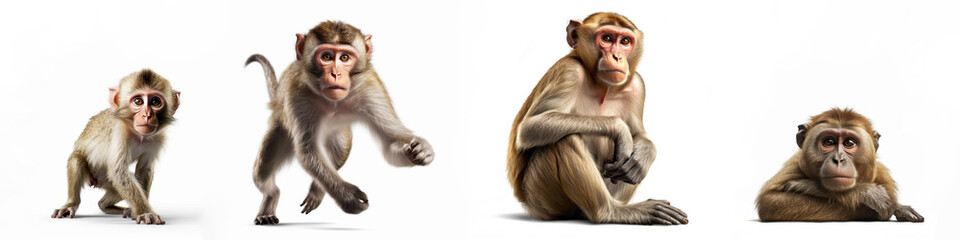 Wall Mural - wildlife zoo safari africa monkeys animals banner panorama long - collection of sitting, lying, runn