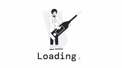 Fototapete - Body temperature bw loader animation. Male doctor holding thermometer. Flash message 4K video footage. Isolated monochrome loading animation with alpha channel transparency for UI, UX web design