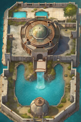  fantasy arabian castle top down view asset map - by generative ai