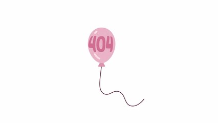 Poster - Balloon floating 404 error animation. Birthday party. Balloon in sky. Empty state 4K video concept footage with alpha channel transparency. Colorful page not found flash message for UI, UX web design
