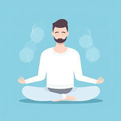 Wall Mural - silhouette of a man meditating, wellness relaxation - by generative ai	
