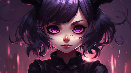 Wall Mural - Anime girl kawaii with halloween concept. Happy halloween