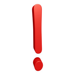 Poster - Red exclamation mark symbol or icon design in 3d rendering 