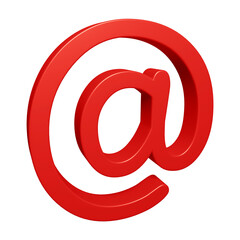Poster - Red email or at symbol design in 3d rendering
