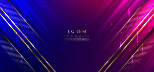 Wall Mural - Abstract background luxury dark blue and pink elegant geometric diagonal with gold lighting effect and sparkling with copy space for text.