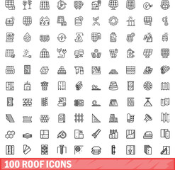 Poster - 100 roof icons set. Outline illustration of 100 roof icons vector set isolated on white background