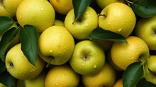 Wet, Fresh & Yellow Apples Fullframe