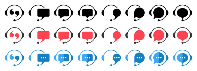Poster - Set of support headphones icons in different style