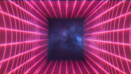 Wall Mural - Abstract red energy grid swirling tunnel of lines in the top and bottom of the screen magical bright glowing futuristic hi-tech background
