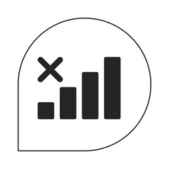 Fototapete - No cellular connection bubble flat monochrome isolated vector icon. Dead zone. Lost phone signal. Editable black and white line art drawing. Simple outline spot illustration for web graphic design