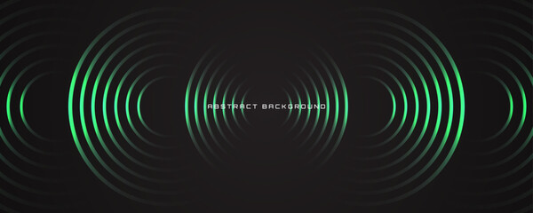 Poster - 3D green geometric abstract background overlap layer on dark space with circle gradient effect decoration. Graphic design element modern style concept for banner, flyer, card, or brochure cover