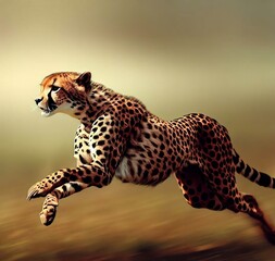 Wall Mural - cheetah sprinting across the savannah