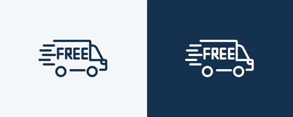 Wall Mural - free delivery icon. Outline free delivery icon from delivery and logistics collection. linear vector isolated on white and dark blue background. Editable free delivery symbol.