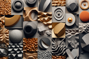 Poster - A collage of abstract shapes and textures, representing the artist's experimental and innovative approach to creating art.  Generative AI technology