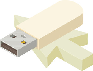 Poster - Information storage icon isometric vector. Metal portable white flash drive icon. Electronic device, modern technology