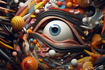 Poster - A digital artist's abstract artwork, using digital tools and techniques to create mesmerizing and surreal visuals.  Generative AI technology