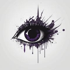 Logo of an eye black and white deep purple iris minimalist style celestial style. Generative AI AIG16