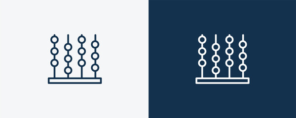 abacus icon. Outline and filled abacus icon from education and science collection. Linear vector isolated on white and dark blue background. Editable abacus symbol.