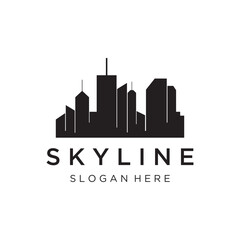 Fototapete - Healthy modern city skyline logo template design.Logo for business, property, building and architect.