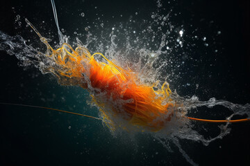 Poster - A time-lapse image of a fishing line being cast into the water, capturing the dynamic motion and energy of the sport.  Generative AI technology