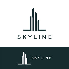 Fototapete - Healthy modern city skyline logo template design.Logo for business, property, building and architect.