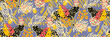 © taisiyakozorez - Saturated wild bright tropical positive cheerful multicolored abstract seamless summer patern. Tropics with palms, bananas, leaves, birds and spots of wild animals, tiger and leopard.
