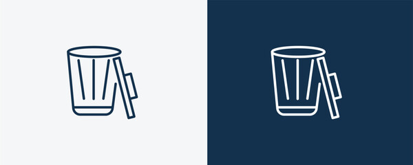 Sticker - trash can open icon. Outline trash can open icon from tools and utensils collection. Linear vector. Editable trash can open symbol can be used web and mobile