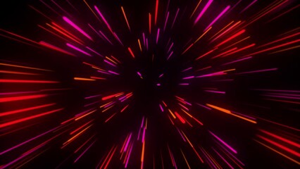 Wall Mural - Flying in space with luminous neon lines. Hyperspace. The modern ultraviolet spectrum of light.