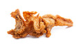fried chicken skin isolated on white background