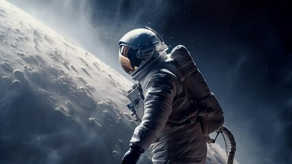 Wall Mural - Space suits isolated on space background.  Motion. ai generated.