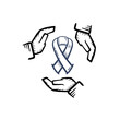 Awareness cancer desease ribbon hand drawing icon doodle line art sketch illustration