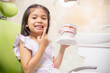 © FAMILY STOCK - Little Asian girls teeth are healthy in the Dental office. Dental care, Dentist care.
