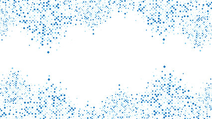 Poster - Dotted ornamental background frame. Vector texture of blue squares, rhombuses. A route made of crystals. Poster for technology, medicine, presentations, business.