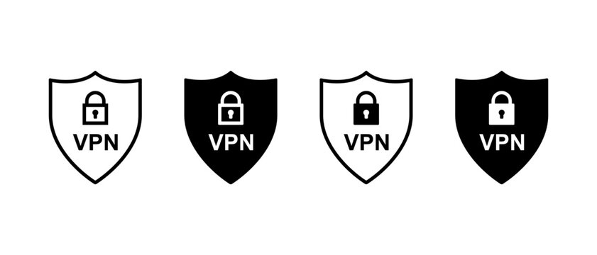 VPN vector icon set. Protection internet network connection. Virtual Private Network symbol