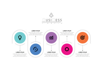 Wall Mural - Vector infographic business presentation template with circular interconnection with 5 options.