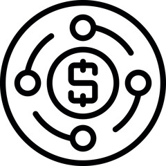 Sticker - Money circle icon outline vector. Rocket balloon. App light