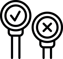 Poster - approved and rejected project icon outline vector. idea report. rocket app