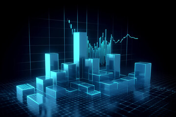 Business abstract blue graph technology three - dimensional chart finance concept datum computer digital money science growth cyberspace market illustration stock building financial design chemistry 