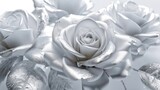 Fototapeta Perspektywa 3d - Gray Rose Flowers Glitter Super Detail. Generative AI